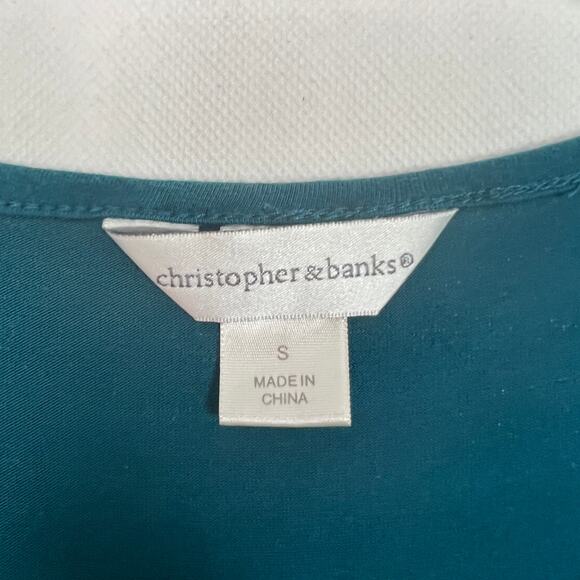 Christopher & Banks 3/4 Sleeve Sequin Blue Top Size S - Picture 2 of 11